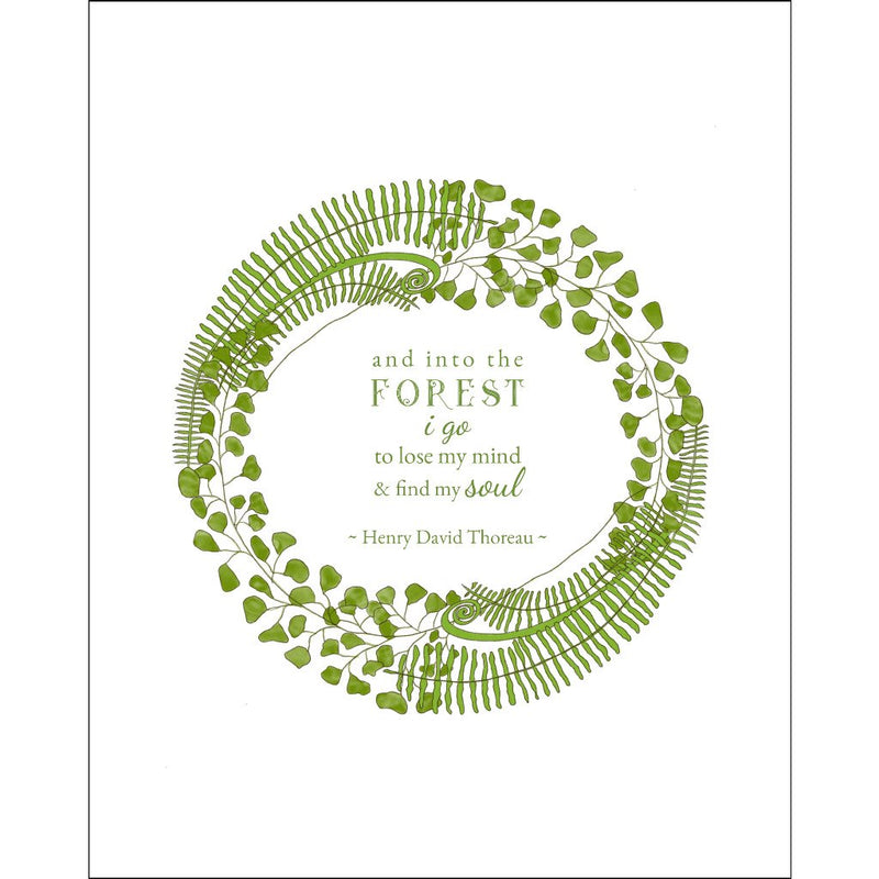 8x10-inch Forest Art Print, Mind and Soul Quote