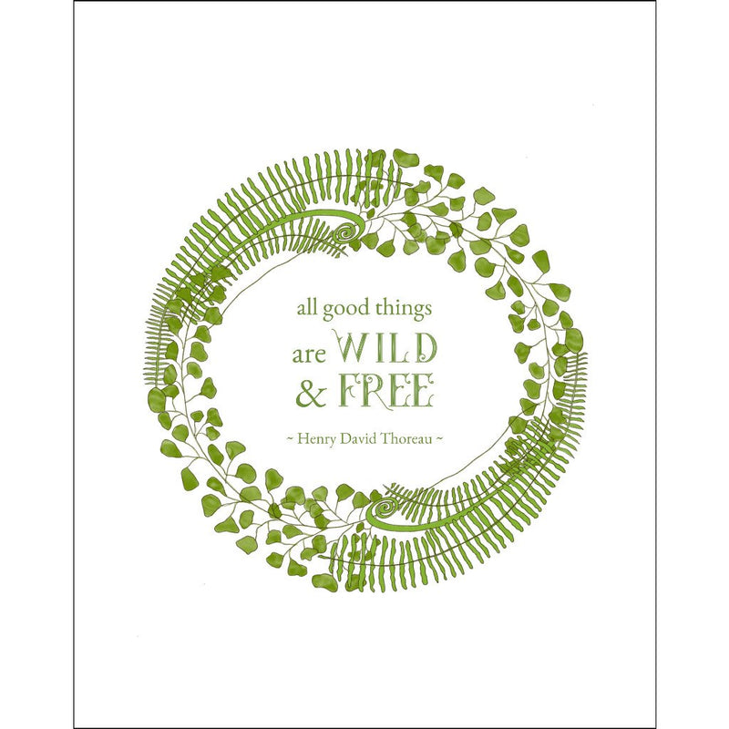 8x10-inch Forest Art Print, Wild and Free Quote