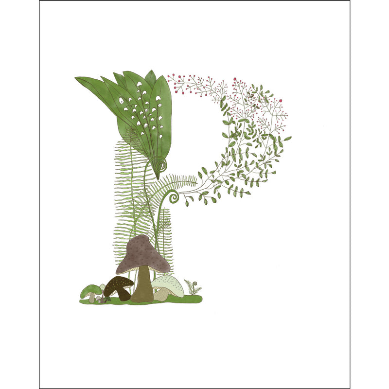8x10-inch Forest Letter P Art Print