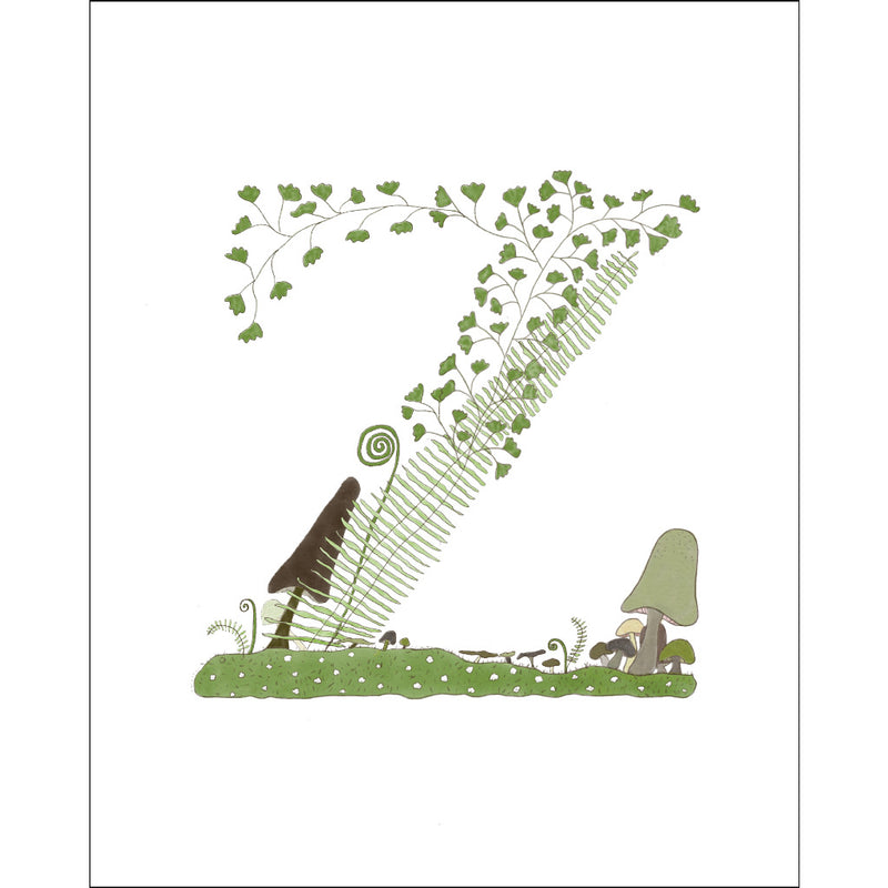 8x10-inch Forest Letter Z Art Print