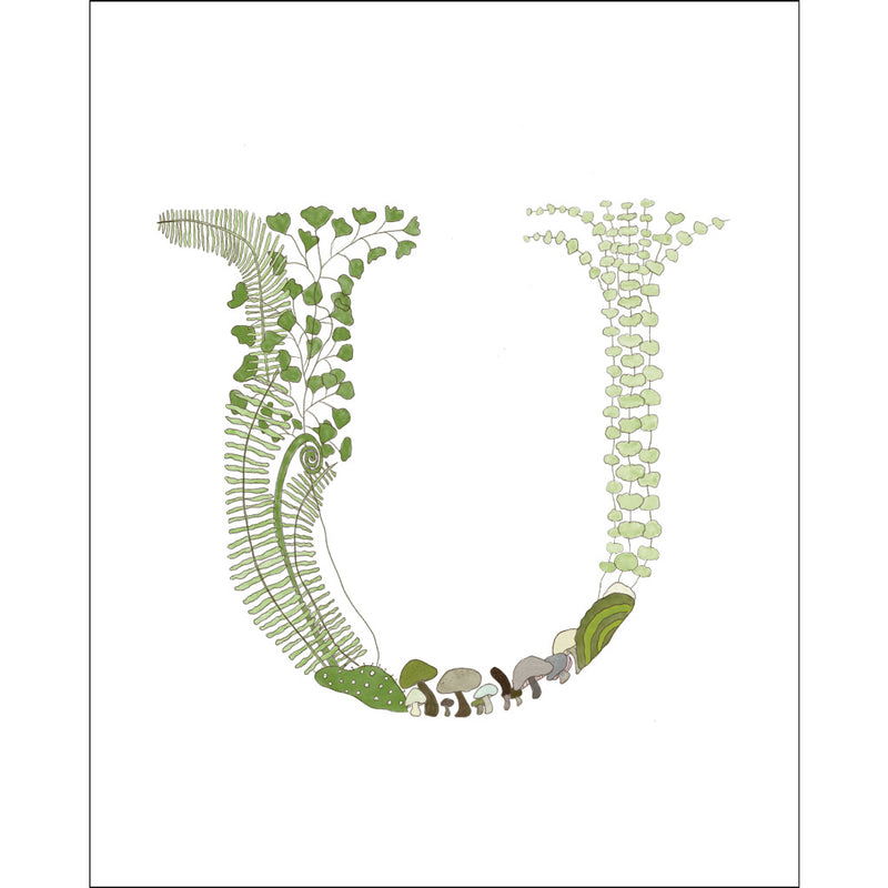 8x10-inch Forest Letter U Art Print