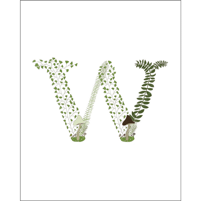 8x10-inch Forest Letter W Art Print