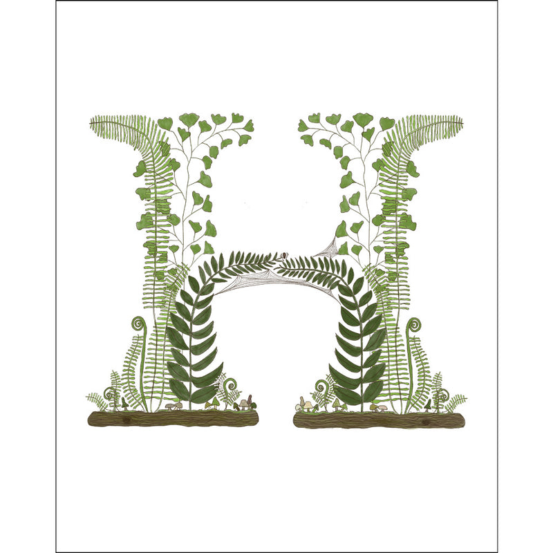8x10-inch Forest Letter H Art Print