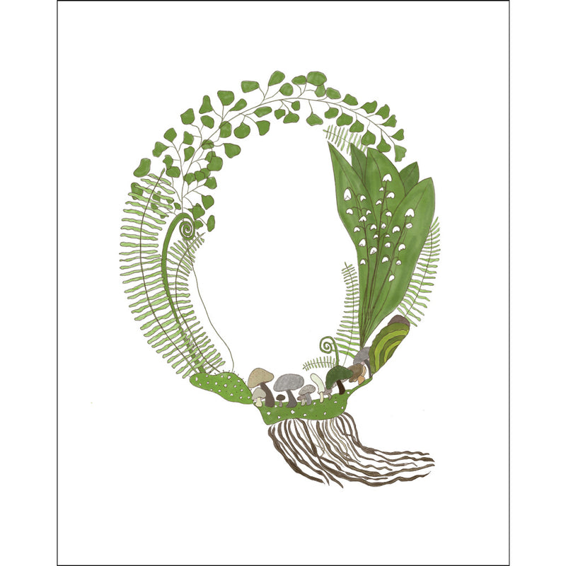 8x10-inch Forest Letter Q Art Print