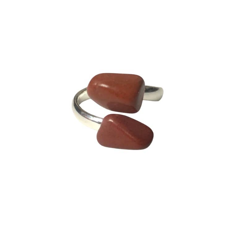 Red Jasper Silver Plated Adjustable Wrap Ring