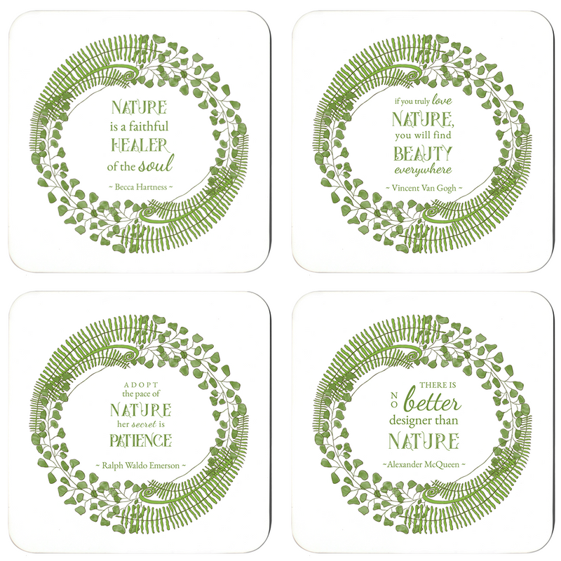 Forest Art Assorted Quote Coaster Set