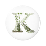 Letter K Forest Art Pin-back Button, 1.25-inch