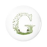 Letter G Forest Art Pin-back Button, 1.25-inch