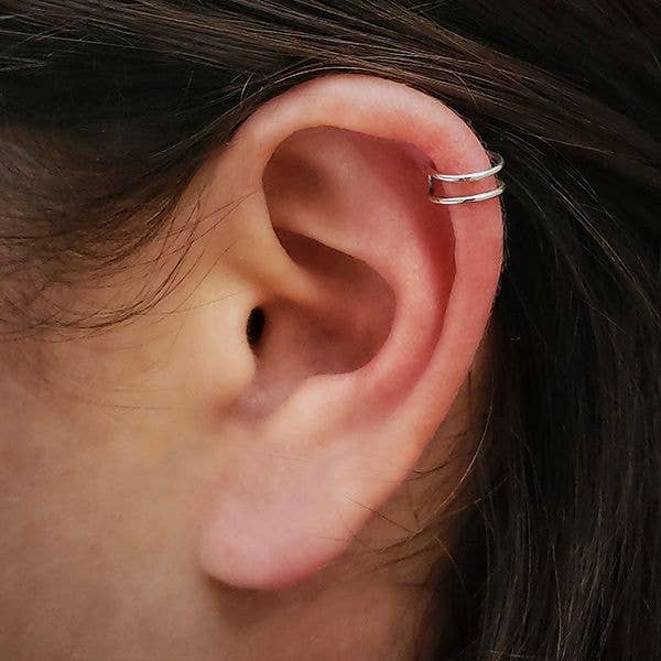Sterling Silver Small Double Ear Cuffs | 9mm