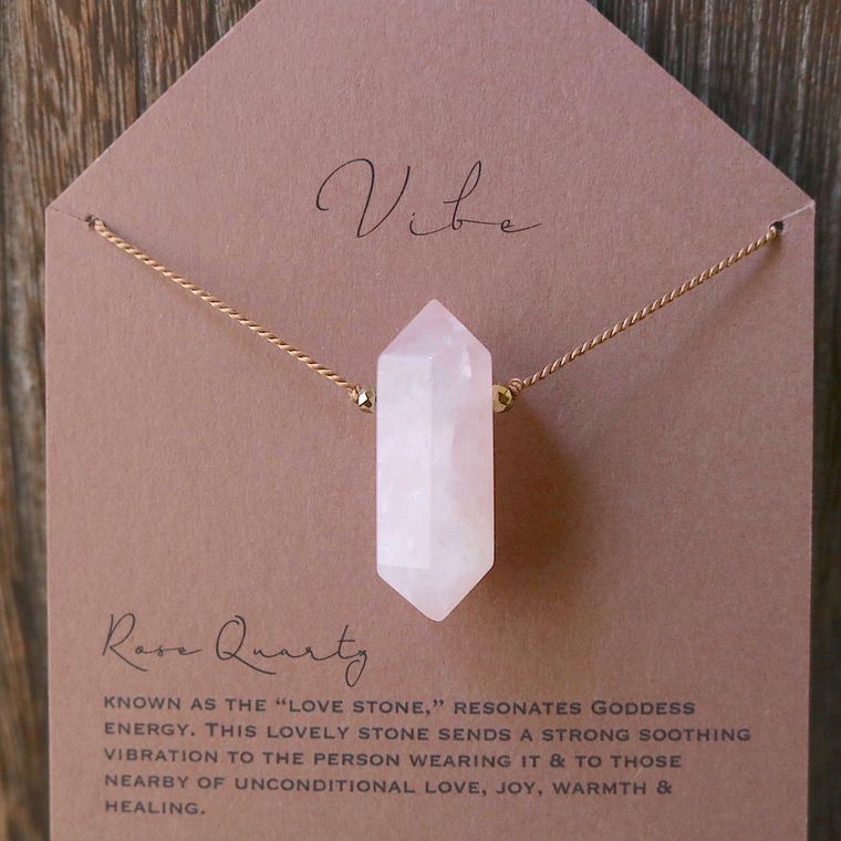 Vibe Single Stone Necklace  |  Rose Quartz