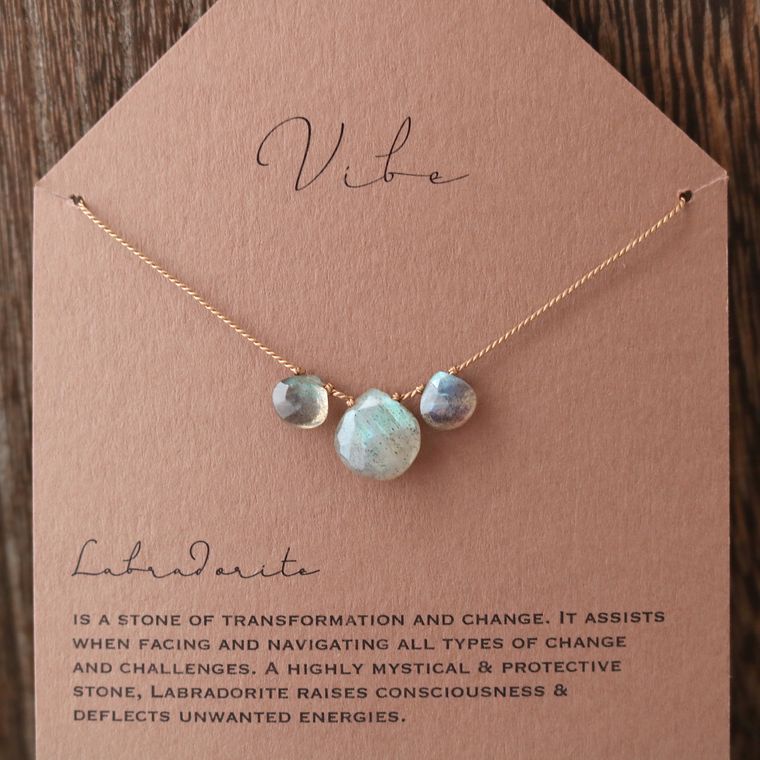 Vibe 3 Stone Necklace  |  Labradorite